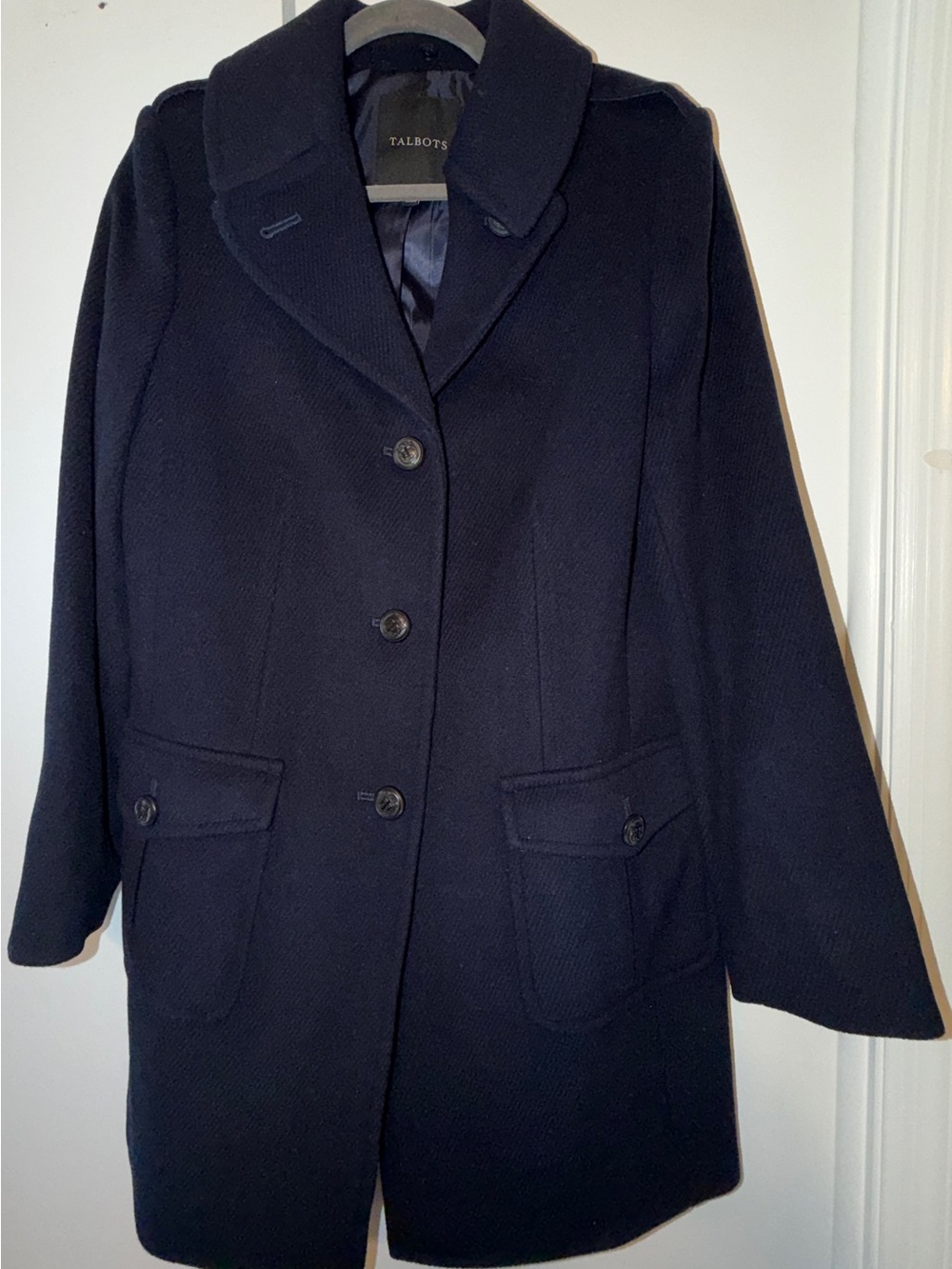 Talbots Navy Pea Coat with Button Front